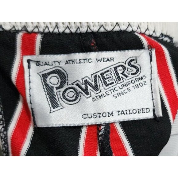Vtg POWERS Custom Tailored Athletic Baseball Uniform Shorts Black/Red Striped 33 - Picture 4 of 10